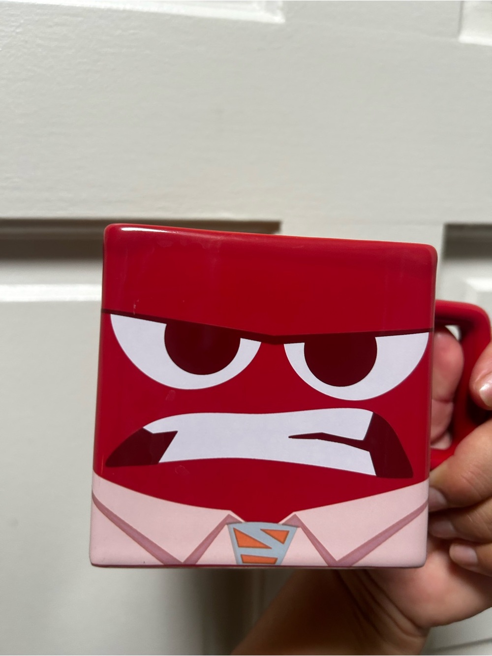 Inside Out Anger Coffee Mug Red Square Disney Pixar Good Pre Owned Condition